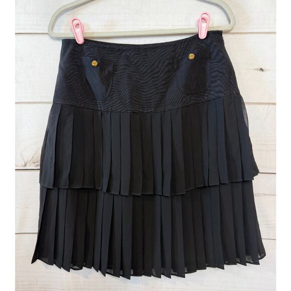 Weill Skirt Tiered Gold Buttons Regal Preppy Chic Classy Sz 8 - Picture 1 of 9